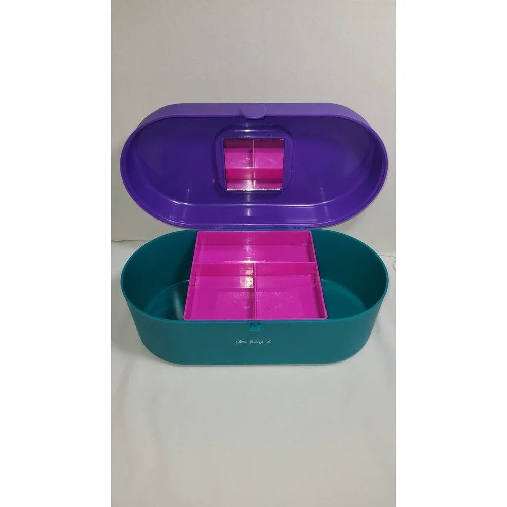 Vintage Jheri Redding II Makeup Case Caboodles Style Purple Teal